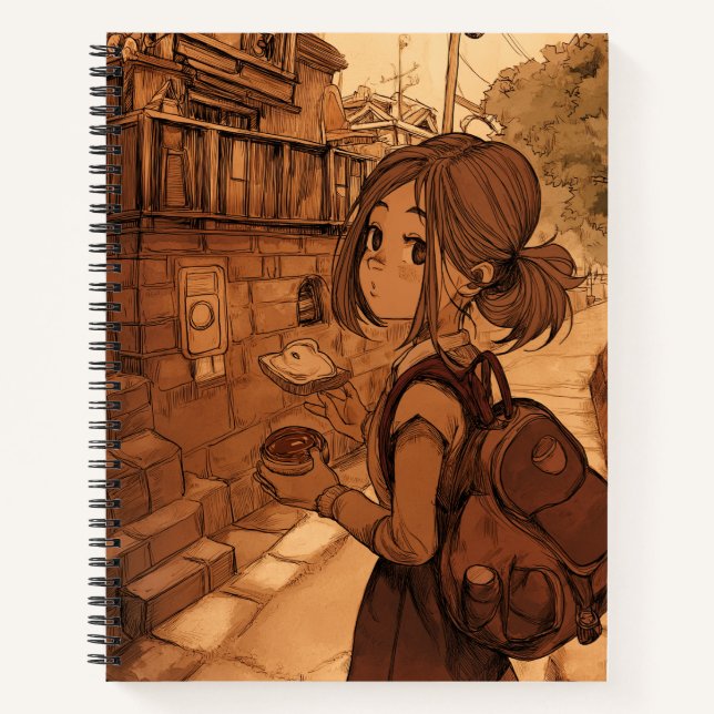 Girl Walking With Toast Notebook (Front)