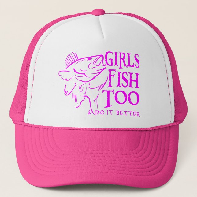 GIRL WALLEYE FISHING TRUCKER HAT (Front)
