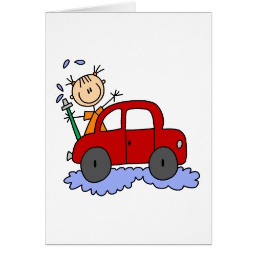 Girl Washing Car Card