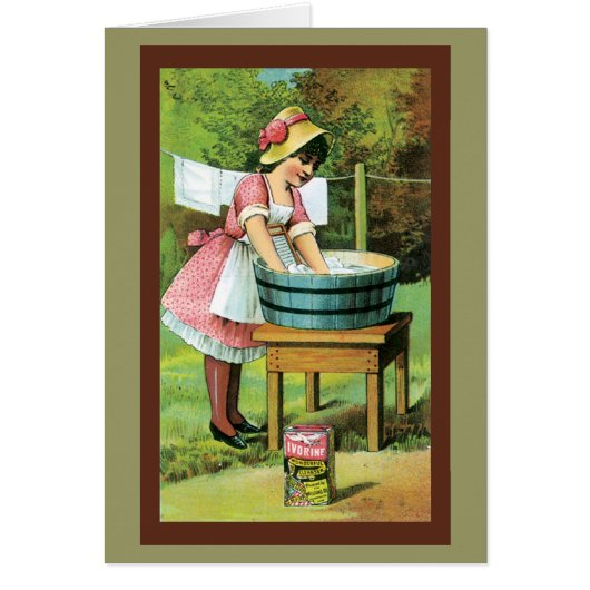 Girl Washing Clothes Card (Front)