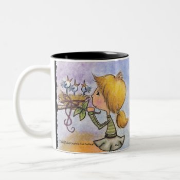 Girl Watches Birds-precious Package Two-tone Coffee Mug by creationhrt at Zazzle