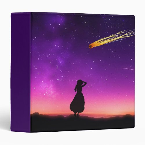 Girl Watches Meteor Crash Under A Purple Sky Binder