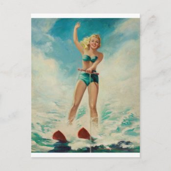 Girl Water Skiing Pin Up Art Postcard by Pin_Up_Art at Zazzle