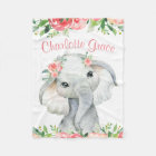 Girl Watercolor Floral Elephant Personalized