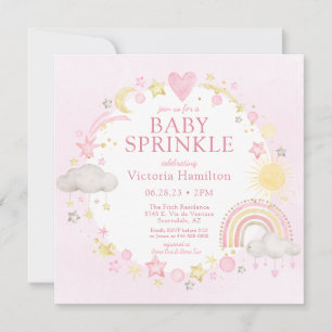 Girl Watercolor Rainbow Baby Sprinkle Invitation