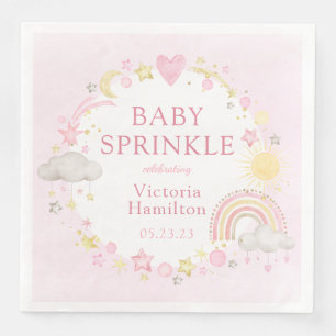 Girl Watercolor Rainbow Baby Sprinkle Paper Dinner Napkins