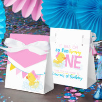 Girl Watercolor Rubber Duck 1st Birthday Treat Favor Boxes