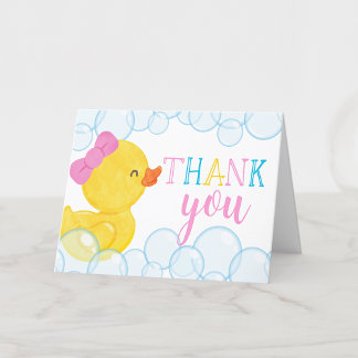 Girl Watercolor Rubber Duck Folded Thank You Card