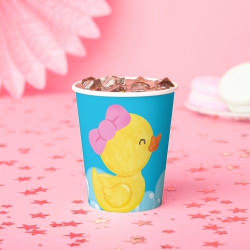 Girl Watercolor Rubber Duck Party  Paper Cups