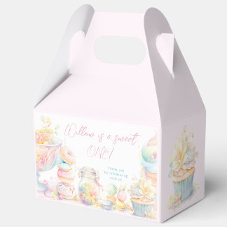 Girl Watercolor Sweets Sweet One First Birthday Favor Boxes