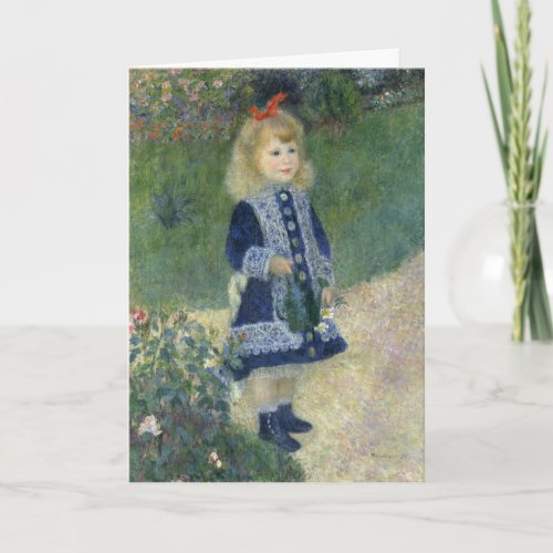 Girl Watering Can Renoir Impressionist Painting Card