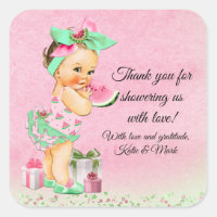 Girl Watermelon Baby Shower Favor Stickers