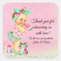 Girl Watermelon Baby Shower Stickers