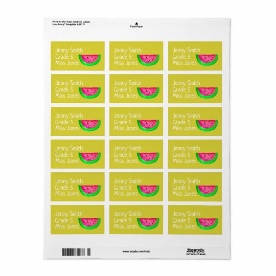 Girl Watermelon Name School Book Labels Zazzle Com