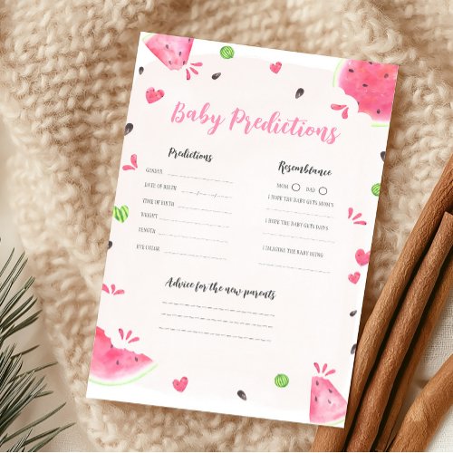 Girl Watermelon Shower Baby Predictions Game