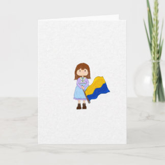 Girl waving Ukrainian Flag  Card
