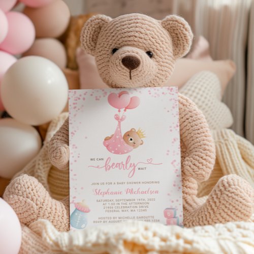 Girl We Can Bearly Wait Baby Shower  Book Request Invitation