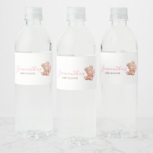 Girl We Can Bearly Wait Baby Shower Water Bottle Label
