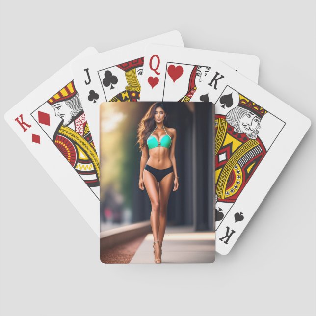 Girl wearing bikini in high heels Playing Cards (Back)