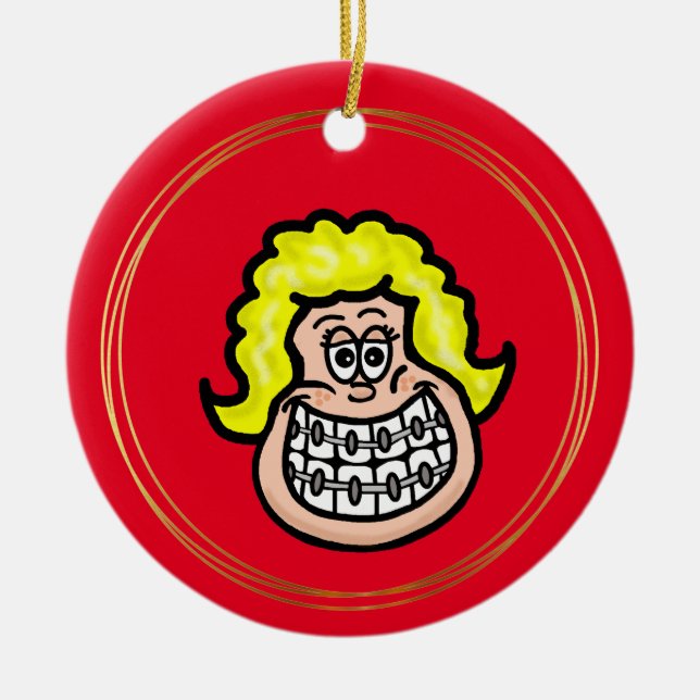 Girl Wearing Braces Ornament (Front)
