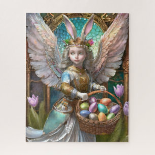 Girl Wearing Easter Bunny Angel Costume Jigsaw Puzzle