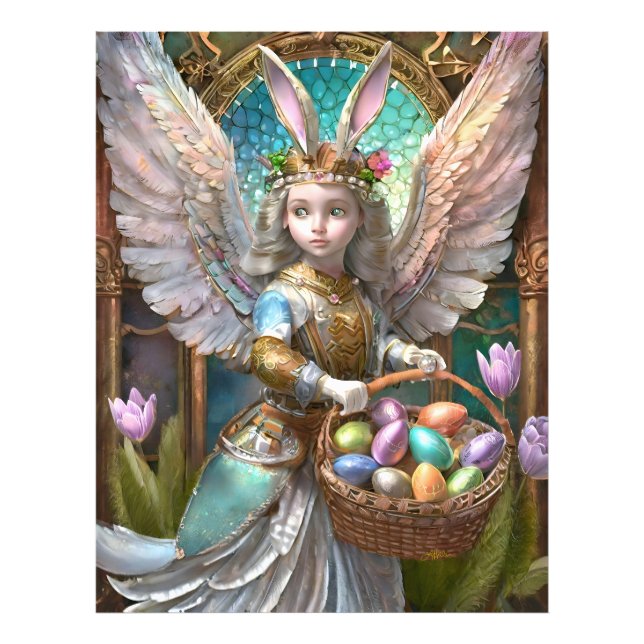 Girl Wearing Easter Bunny Angel Costume Photo Print (Front)