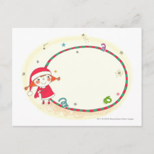 Girl wearing Santa costume Holiday Postcard