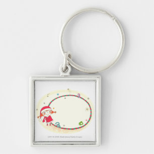 Girl wearing Santa costume Keychain
