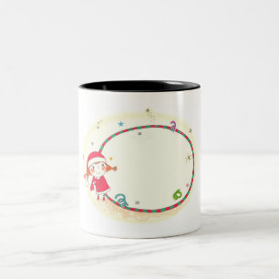 Girl wearing Santa costume Two-Tone Coffee Mug