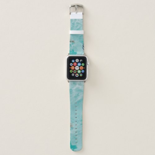 Girl wearing swimsuit and swims in swimming pool apple watch band