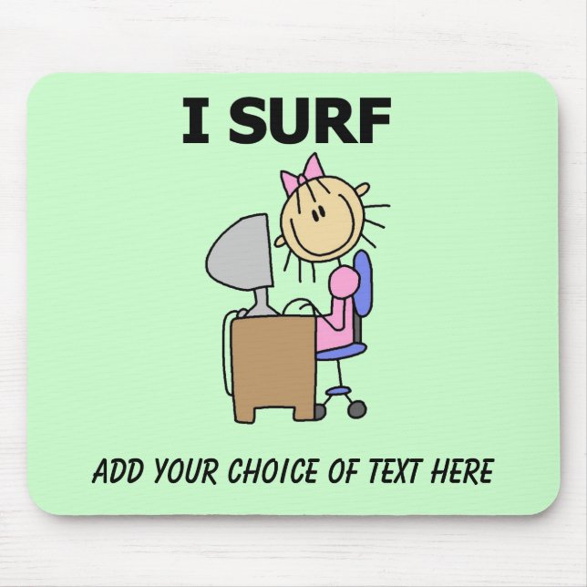 Girl Web Surfing Customizable Mousepad (Front)