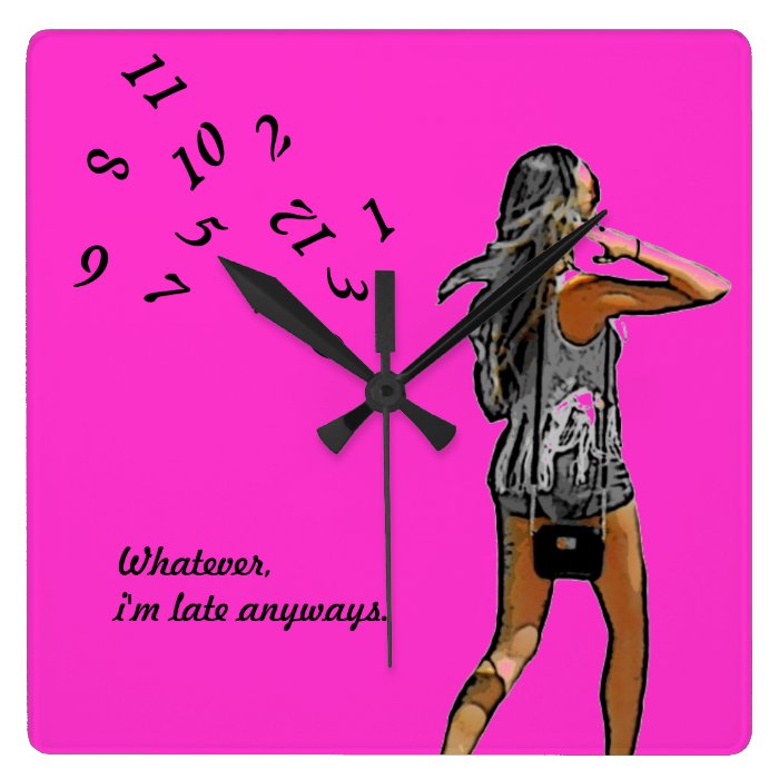 ~Girl, Whatever I'm Late Anyways~ WALL CLOCK PINK>