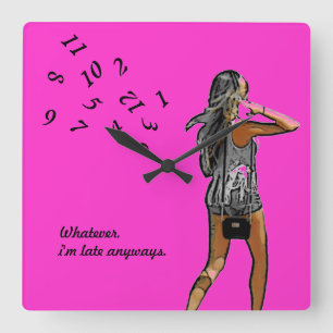 ~Girl, Whatever I'm Late Anyways~ WALL CLOCK PINK>