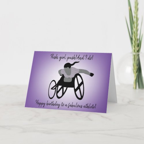 Girl Wheelchair Athlete Birthday Card