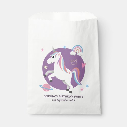 Girl Whimsical Magical Unicorn Kids Birthday Favor Bag