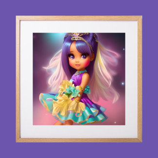 Girl whimsical Princess pink Teal ethnic purple  Poster