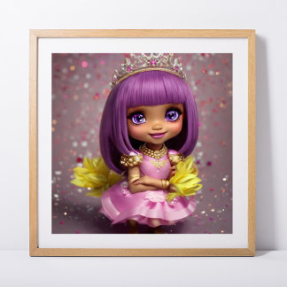Girl whimsical Princess pink Tiara ethnic Poster