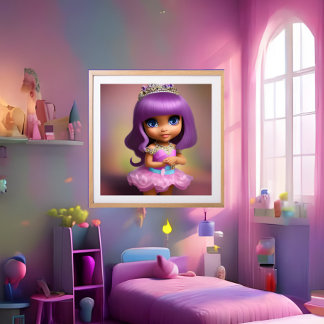 Girl whimsical Princess Purple Tiara ethnic  Poster