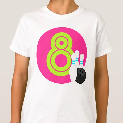 Girl White Neon Bowling Birthday Shirt