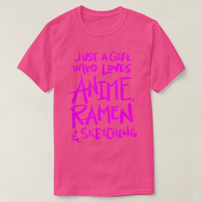 Girl Who Loves Anime, Ramen And Sketching 389 T-Shirt (Design Front)