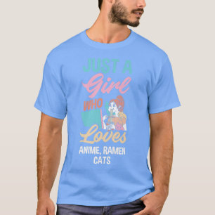 Girl Who Loves Anime Ramen Sketching Funny Anime L T-Shirt