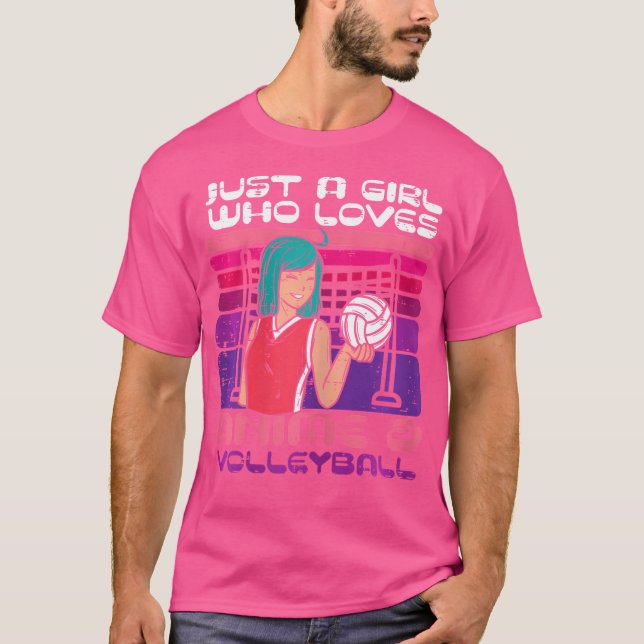 Girl Who Loves Anime Volleyball Player Otaku Girls T-Shirt (Front)