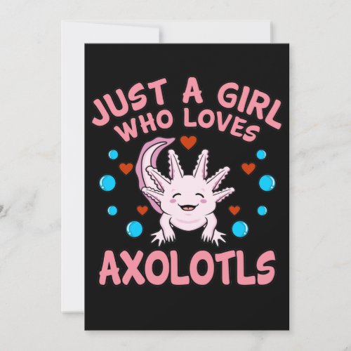 Girl Who Loves Axolotls Kawaii Animal Axolotl Love Invitation