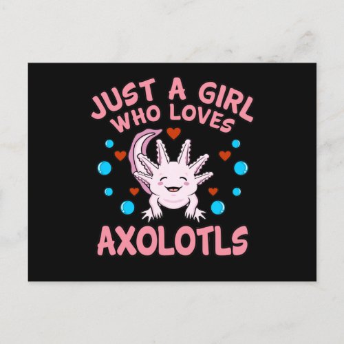 Girl Who Loves Axolotls Kawaii Animal Axolotl Love Invitation Postcard