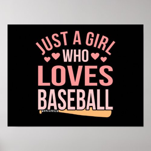 Girl Who Loves Baseball Sports Player Lover Coach Poster