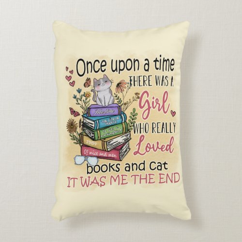 Girl Who Loves Books and Cats Accent Pillow