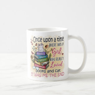 Girl Who Loves Books and Cats Coffee Mug