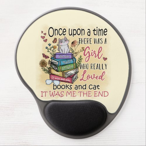 Girl Who Loves Books and Cats Gel Mouse Pad