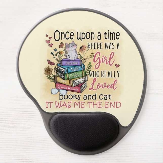 Girl Who Loves Books and Cats Gel Mouse Pad (Front)