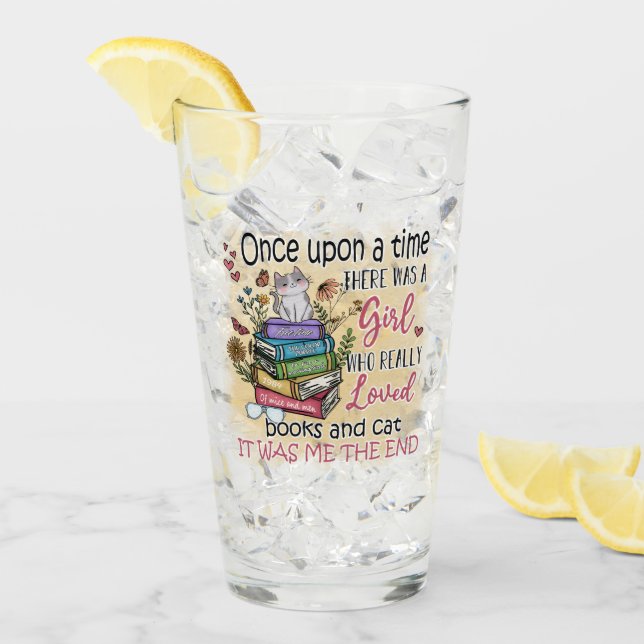 Girl Who Loves Books and Cats Glass (Front Ice)